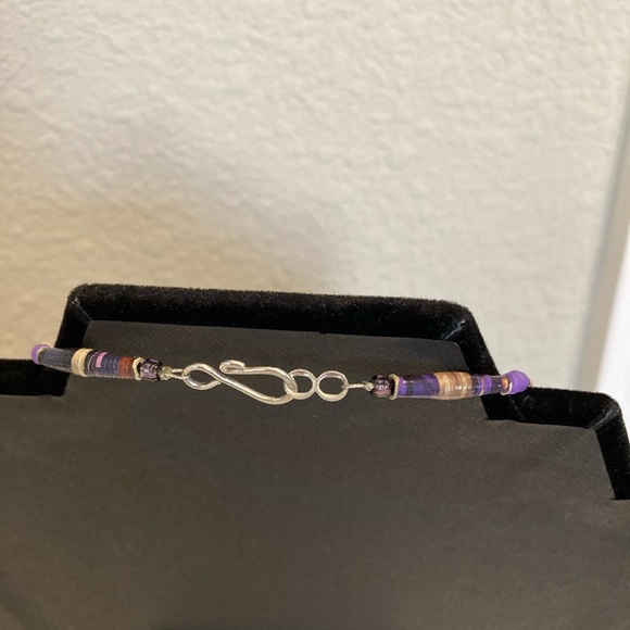 Stone Necklace. Amethyst, glass, seed and tube beads. Fish Hook clasp. - Picture 9 of 16